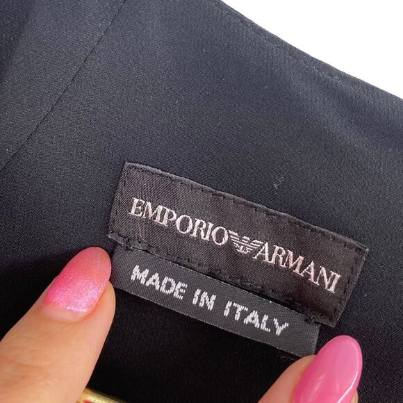 Emporio Armani Italian Sheath Dress Black Size 4 Gathered‎ Front - Picture 3 of 9